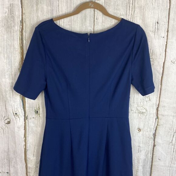 Diane Von Furstenberg DVF Serafina Ruffle Hem Navy Blue Dress Size 8 - Picture 6 of 11
